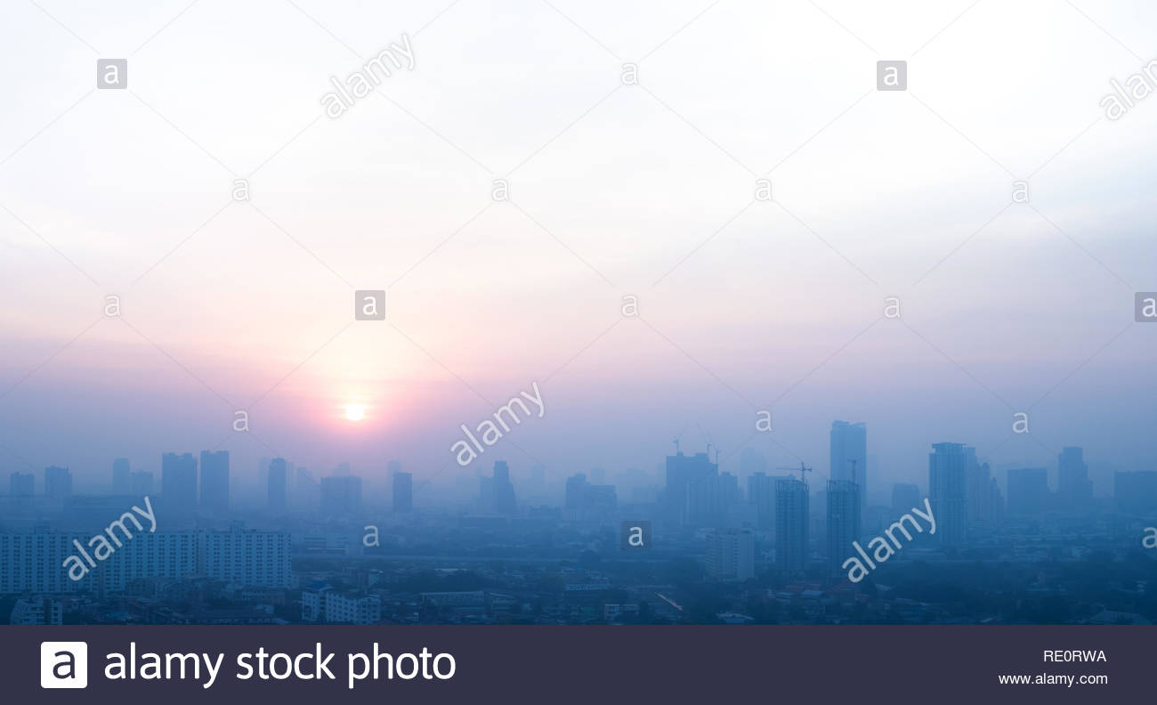 Pollution Concepts With Smog On City Landscape In Morning Health