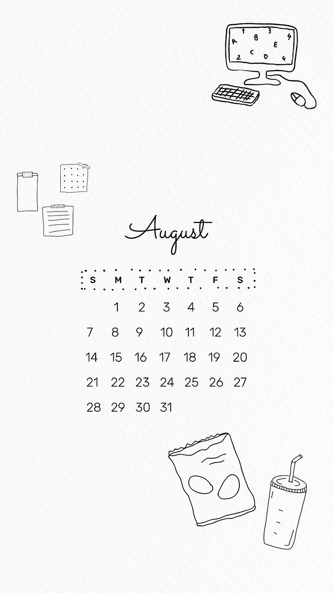 2022 August calendar template iPhone Vector Template 675x1200