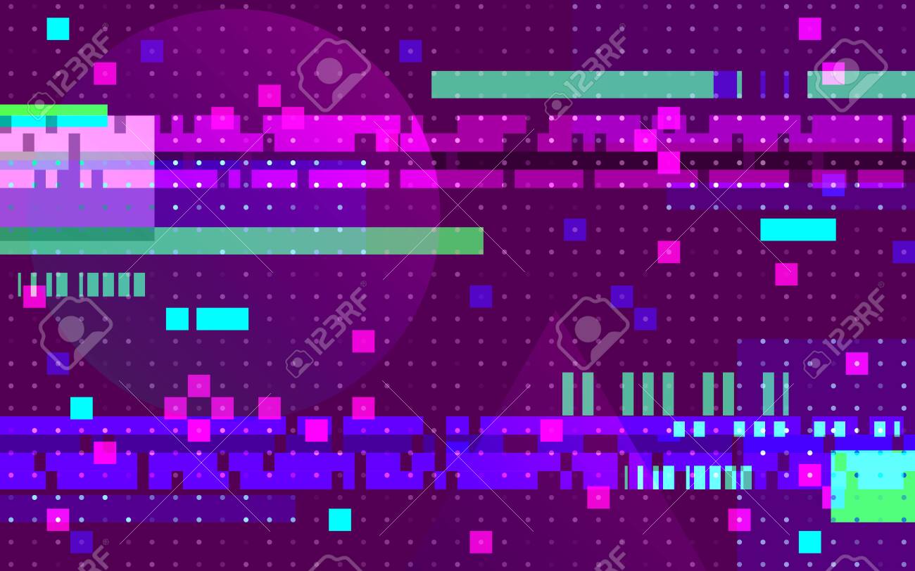 Glitch Geometric Distortion Background Abstract Color Pixels