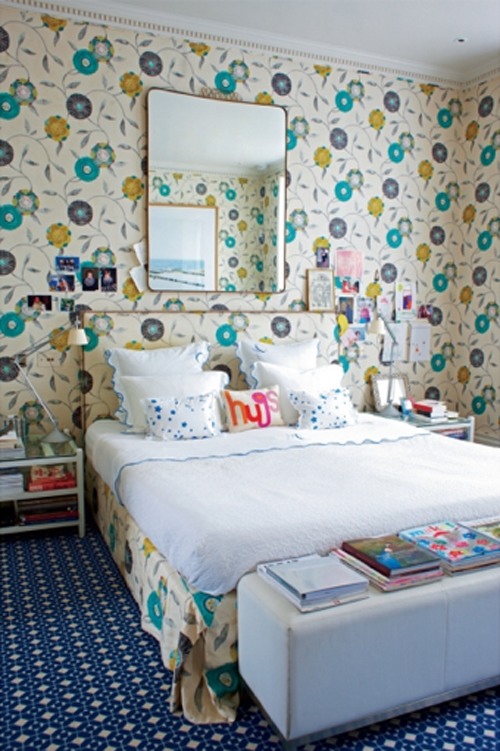 Wallpaper And Bed Skirt Match Tastefully I Could See This Being A