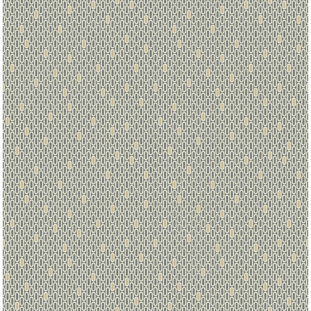 Seabrook Designs Fonzie Metallic Gold And Charcoal Oval Wallpaper