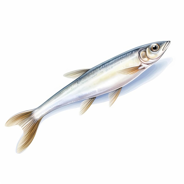 Watercolor Clipart Of A Smelt With White Background Wallpaper
