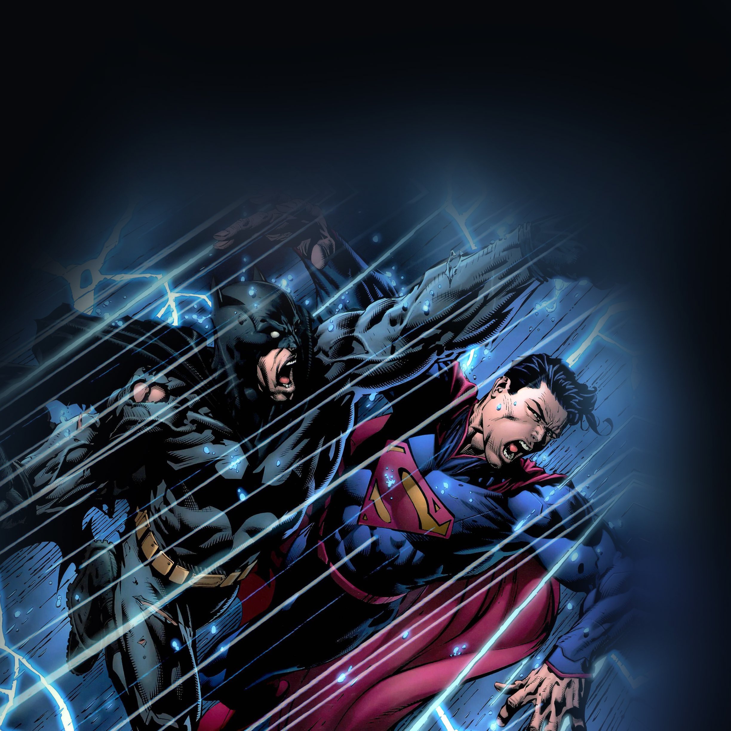 FREEIOS7 batman superman fight   parallax HD iPhone iPad wallpaper