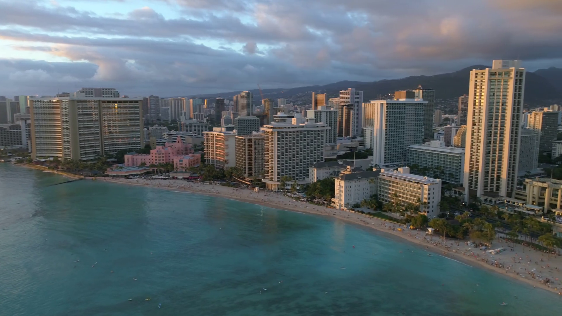 Aerial Panoramic Video Of Waikiki Beach Honolulu Oahu Hawaii Stock