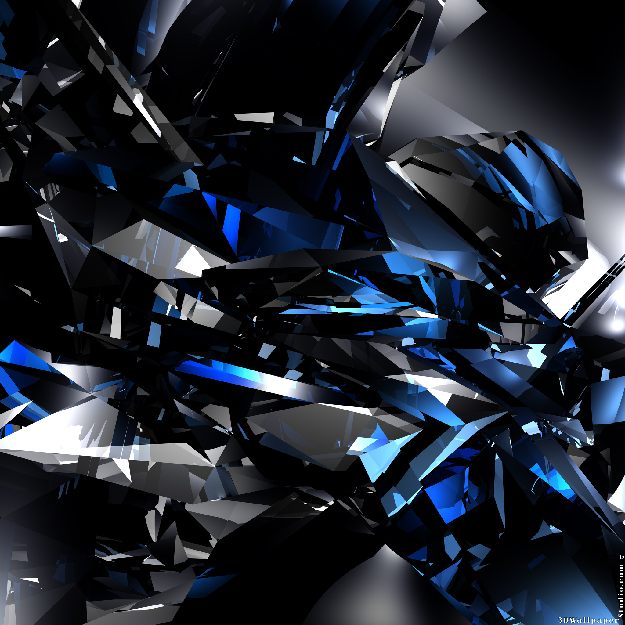 3d Wallpaper Blue Crystals X