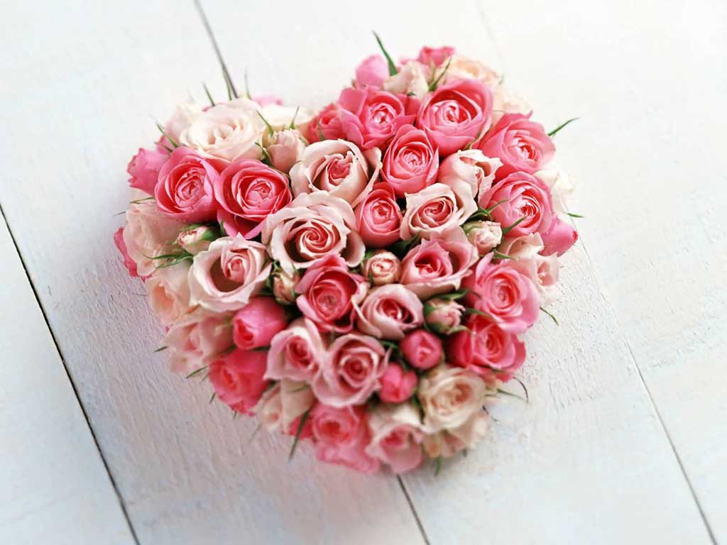 Happy Valentines Day Heart Flower Wallpaper Desktop Background