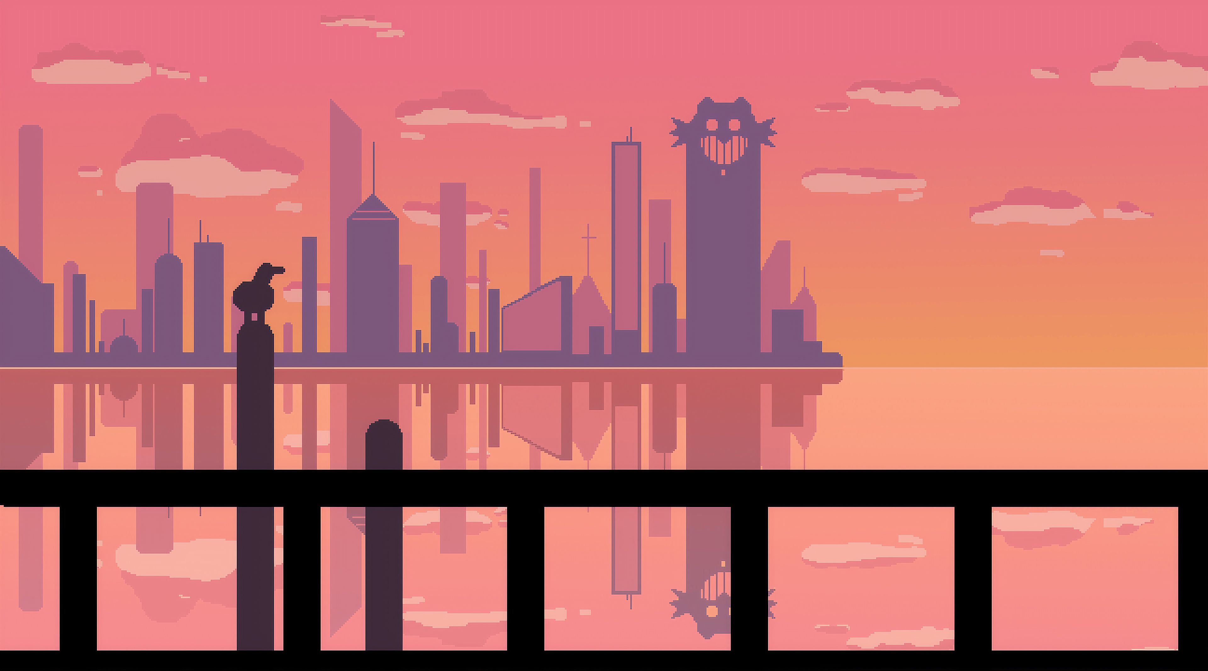 Pixel City Wallpaper Top Background