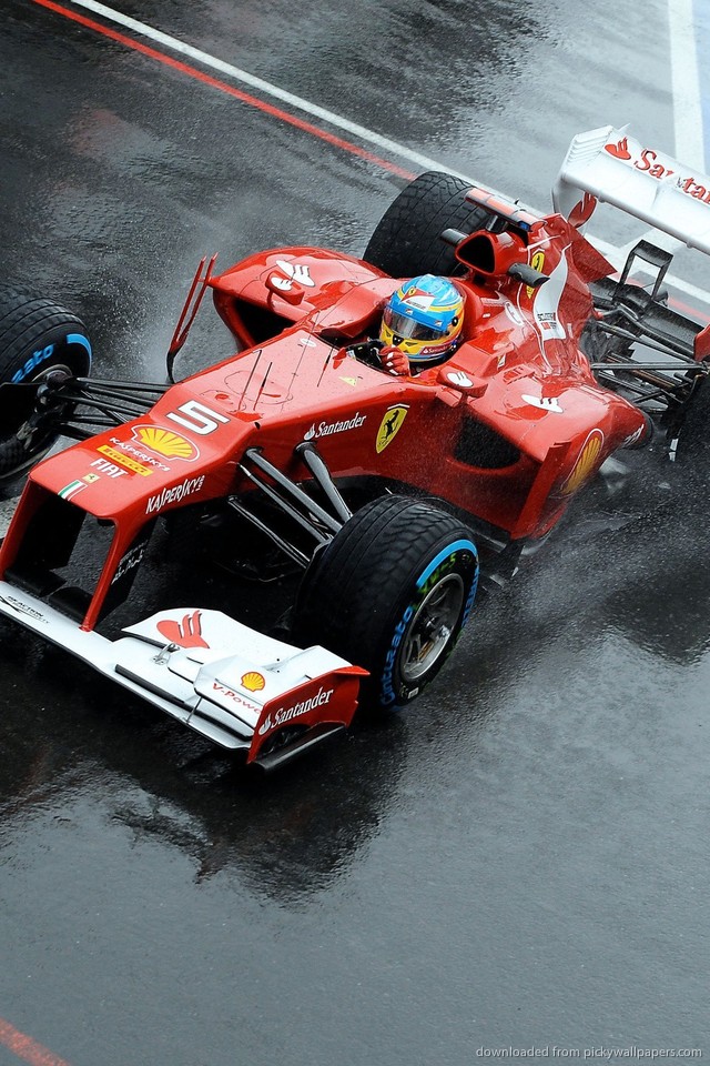 Formula Ferrari On A Wet Track Jpg