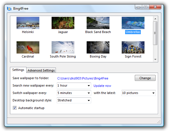 Set Or Change Desktop Wallpaper From Bing