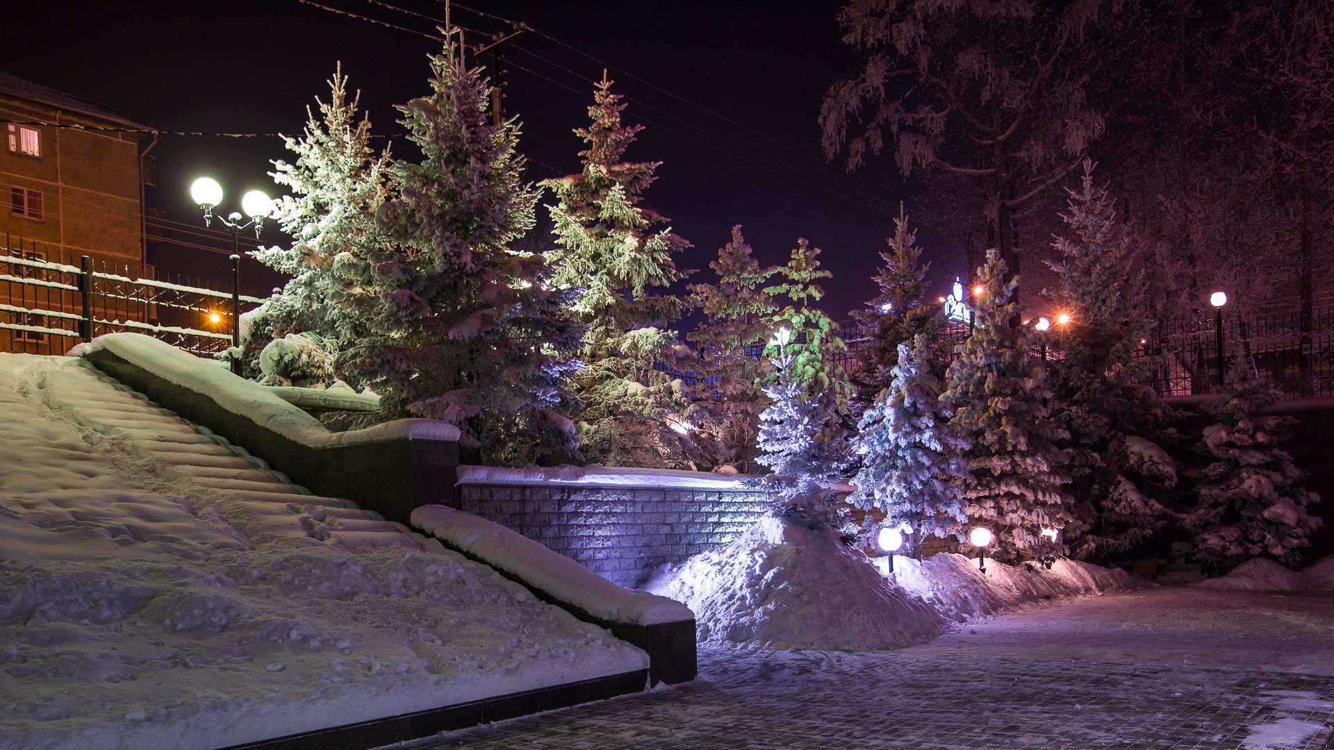 Smart Phones Ios Lights Snow Landscape Wallpaper Fir Russia