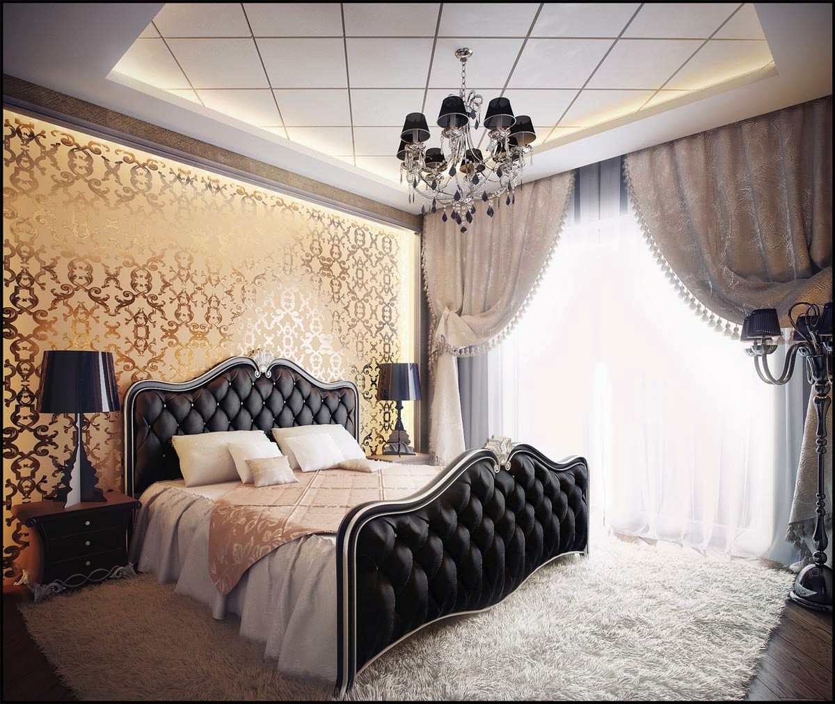 The Luxurious Metallic Gold Wallpaper In This Setting Screams Opulence