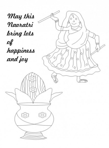 Coloring Sheets of Happy Navratri Dance