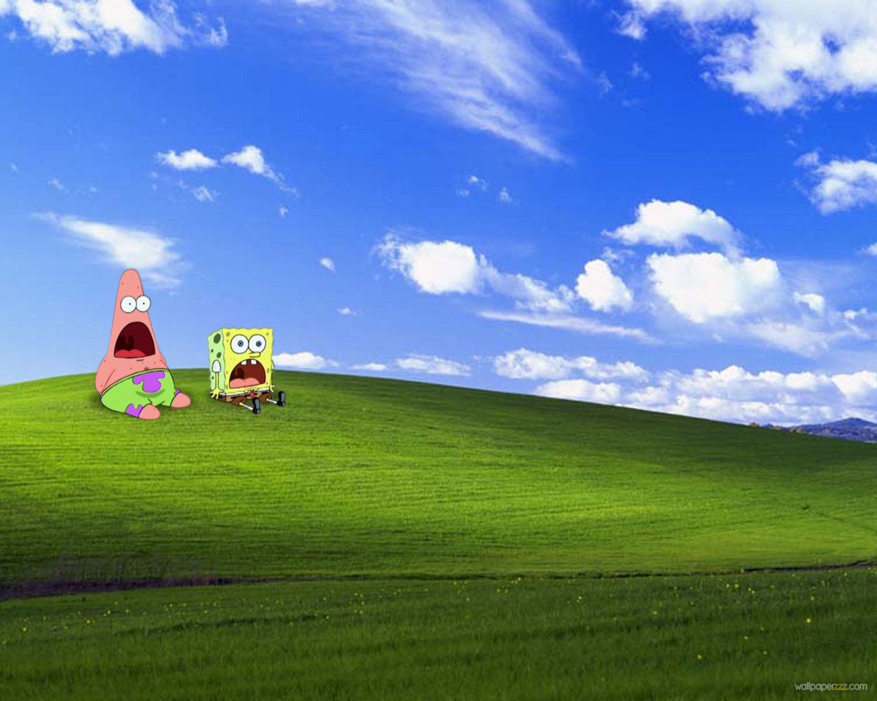 Spongebob And Patrick On A Classic Windows Desktop