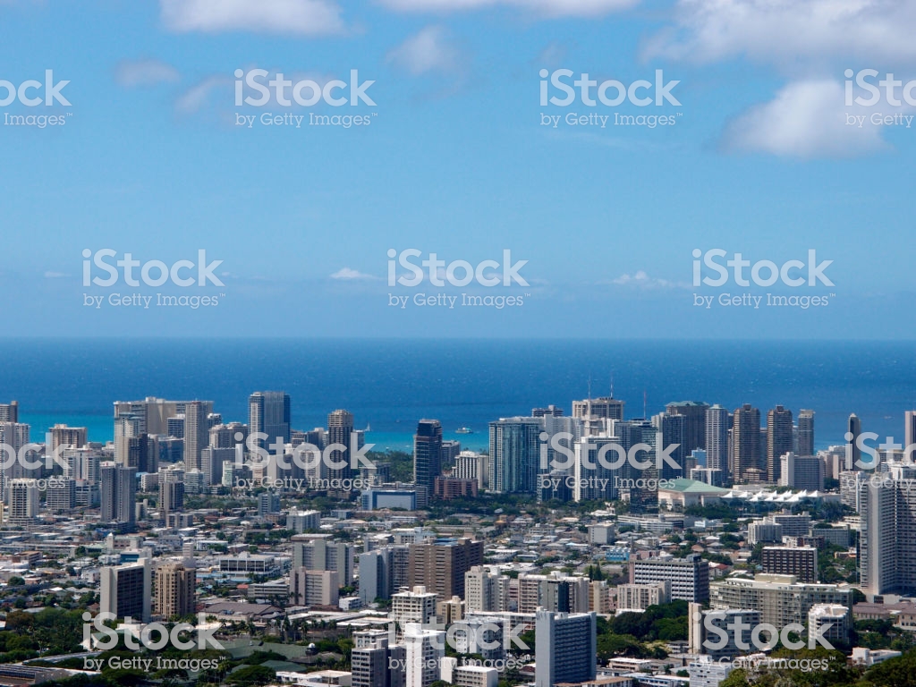 Aerial Of Honolulu Diamond Head Waikiki Buildings Parks Hotels