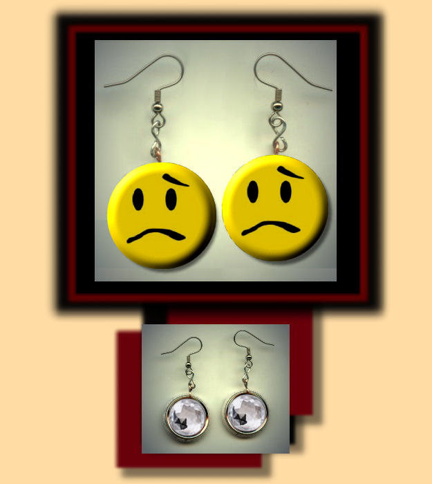 Existential Stress Existentialism Happy Face Yellow Altered Art Dangle