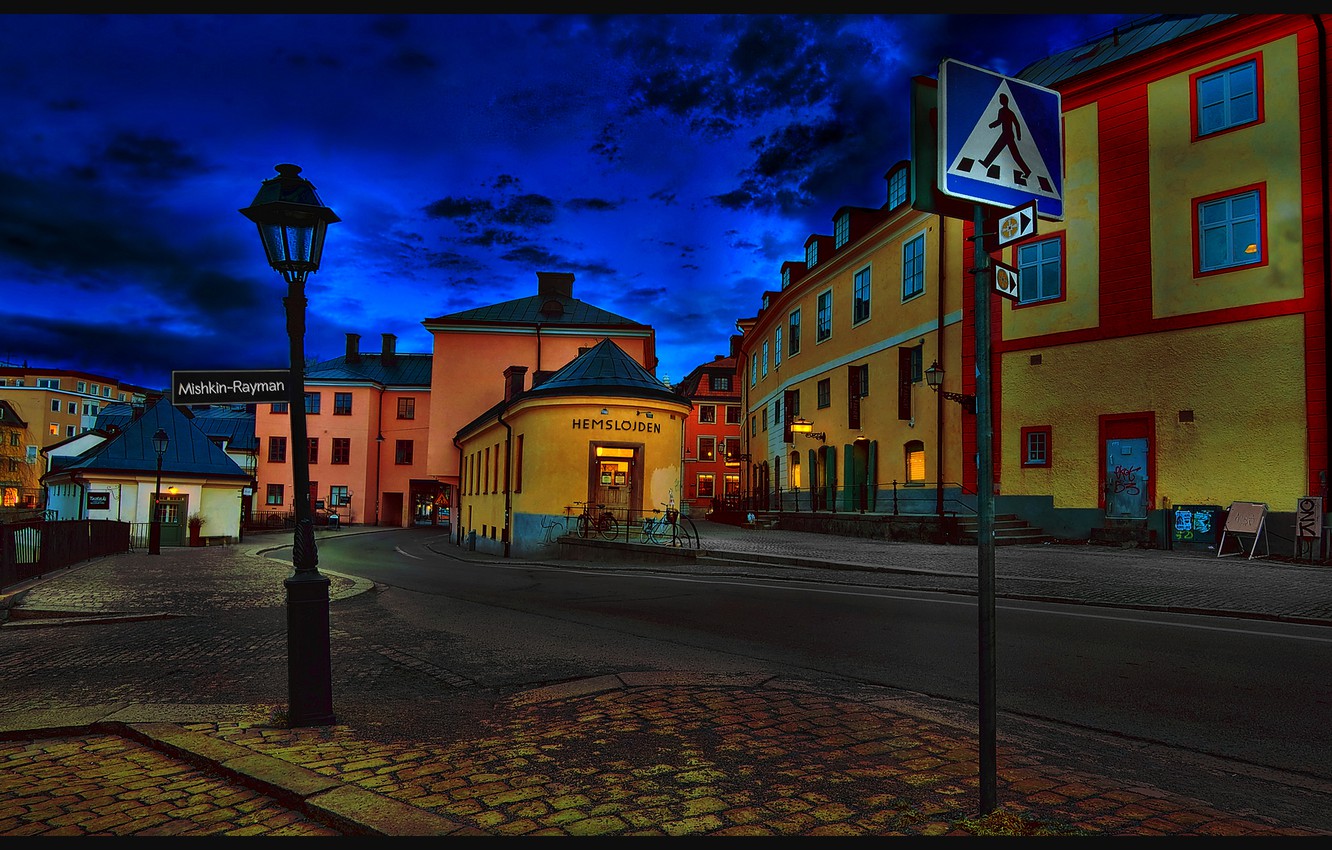 Wallpaper City The Street Evening Sweden