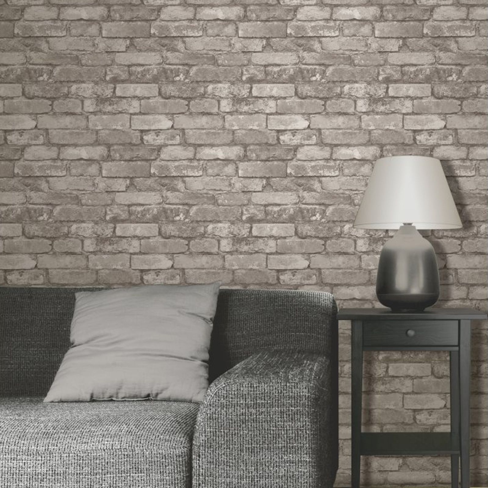 Details About Rustic Brick Effect Wallpaper 10m Silver Grey New