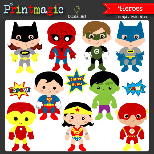 Hero Superhero Clip Art Personal And Merical Use Clipart Set