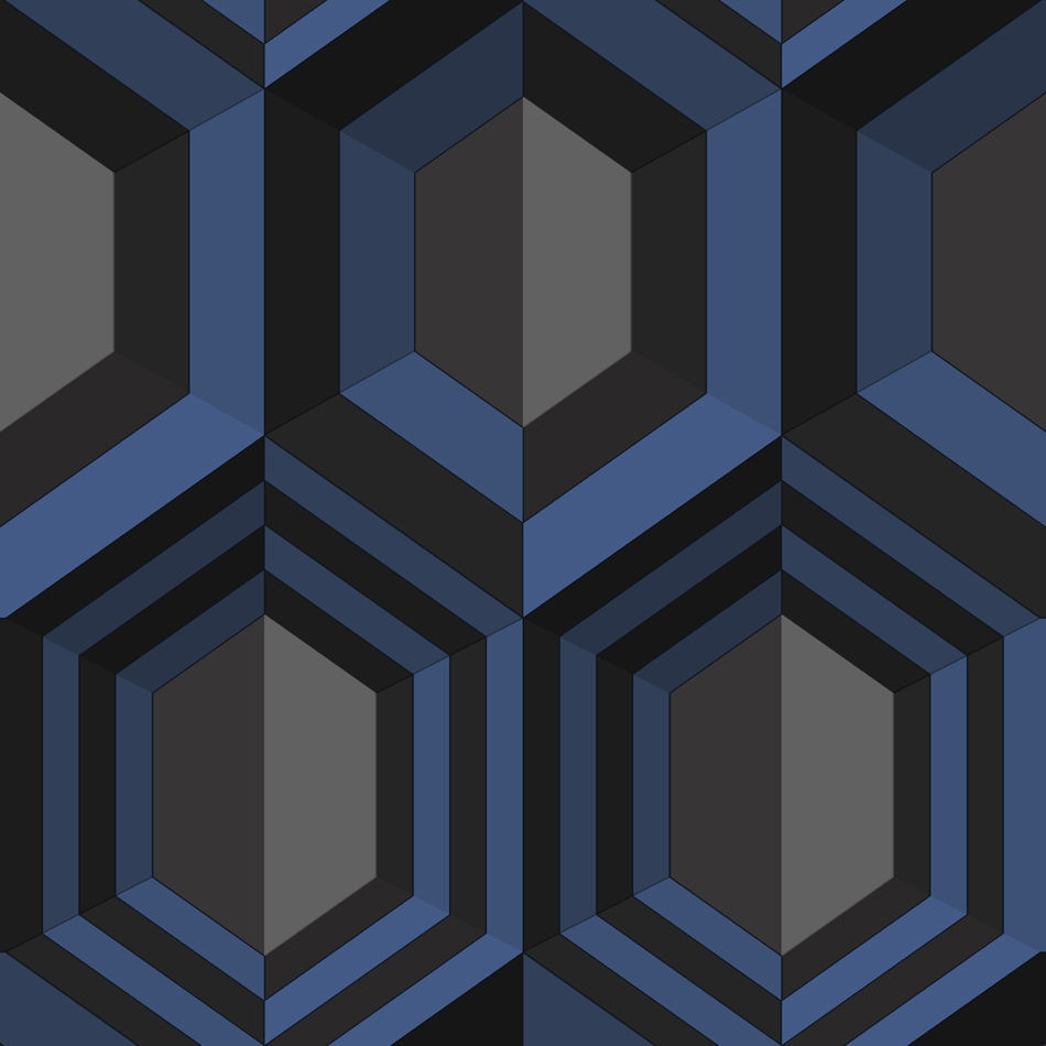 Geometric Bold Trendy Modern Blue Feature Wallpaper J40701