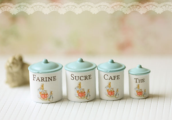 Dollhouse Miniature Kitchen Accessories French Canisters In