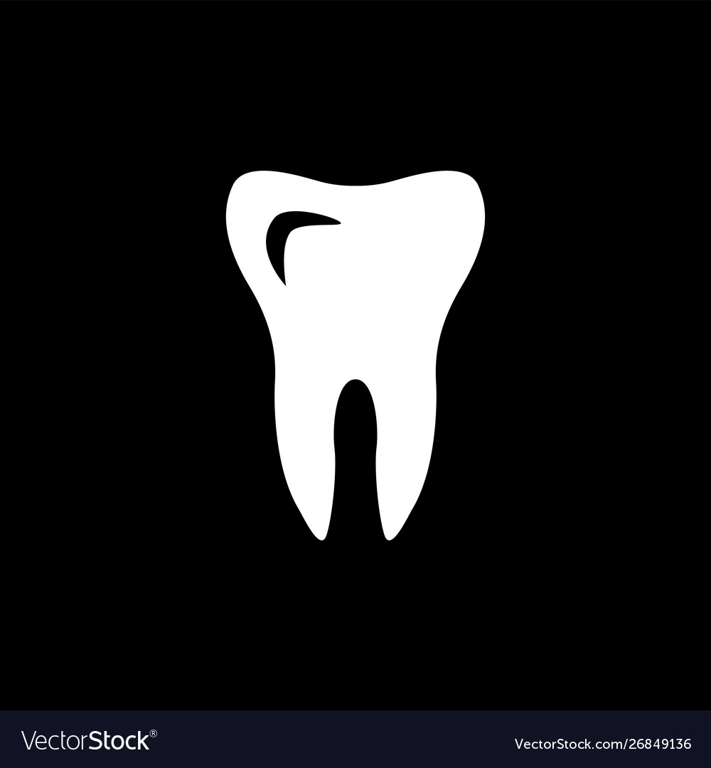 Free download Tooth icon on black background dental black flat Vector