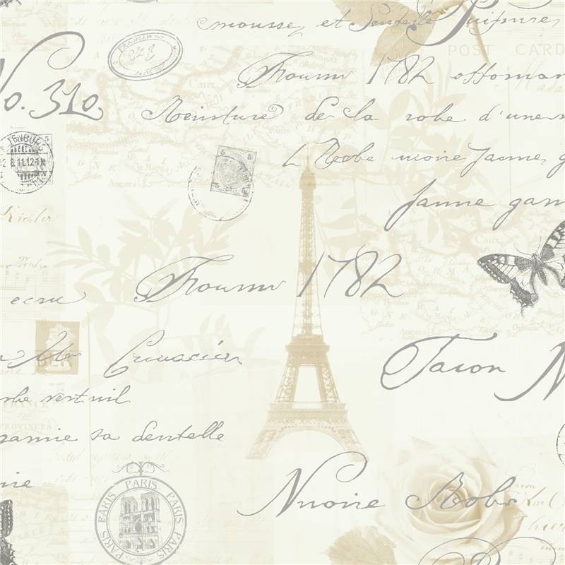 Neutral Cream Silver Calligraphy French Paris