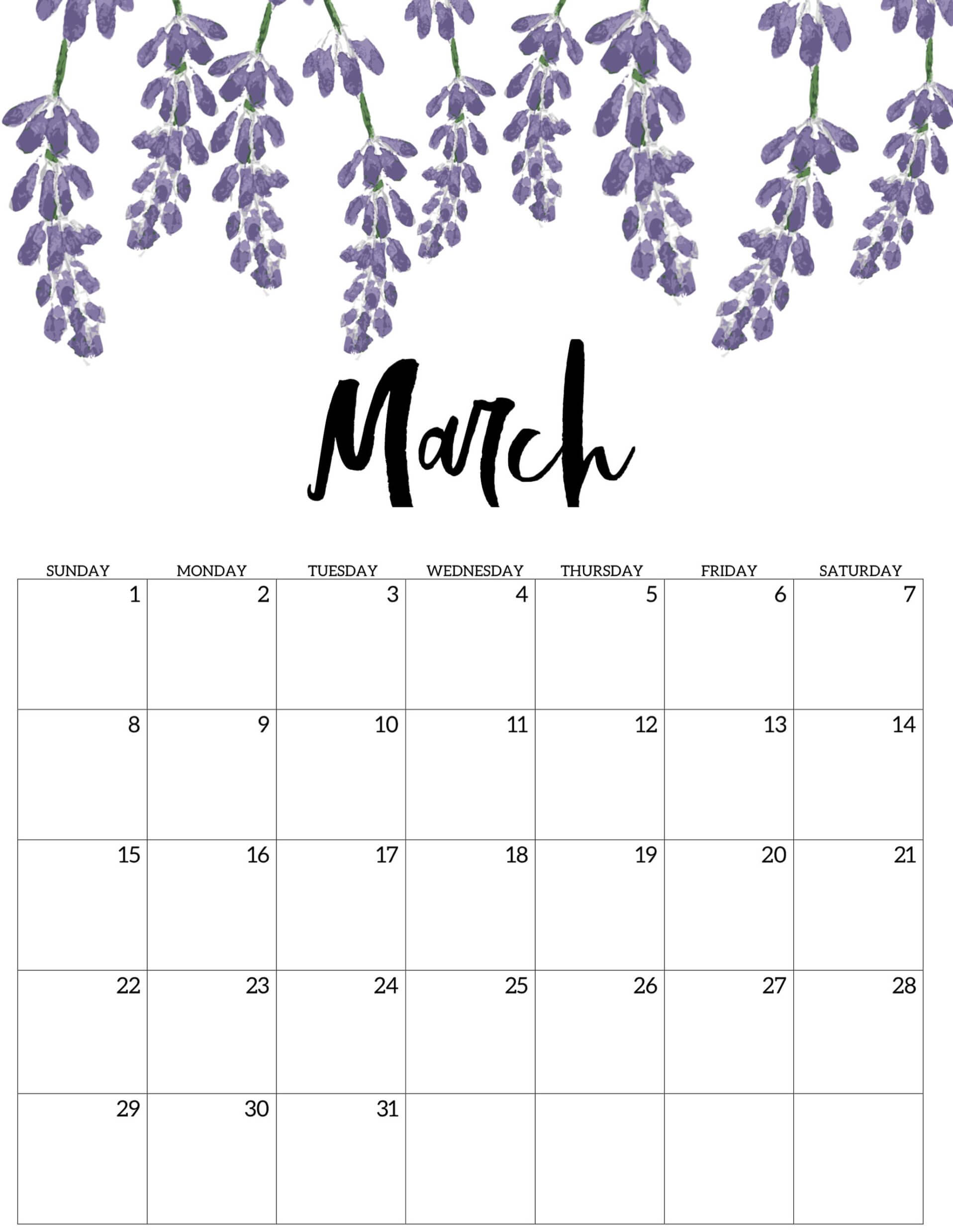 Free download Printable Cute March 2020 Calendar Template Images Set
