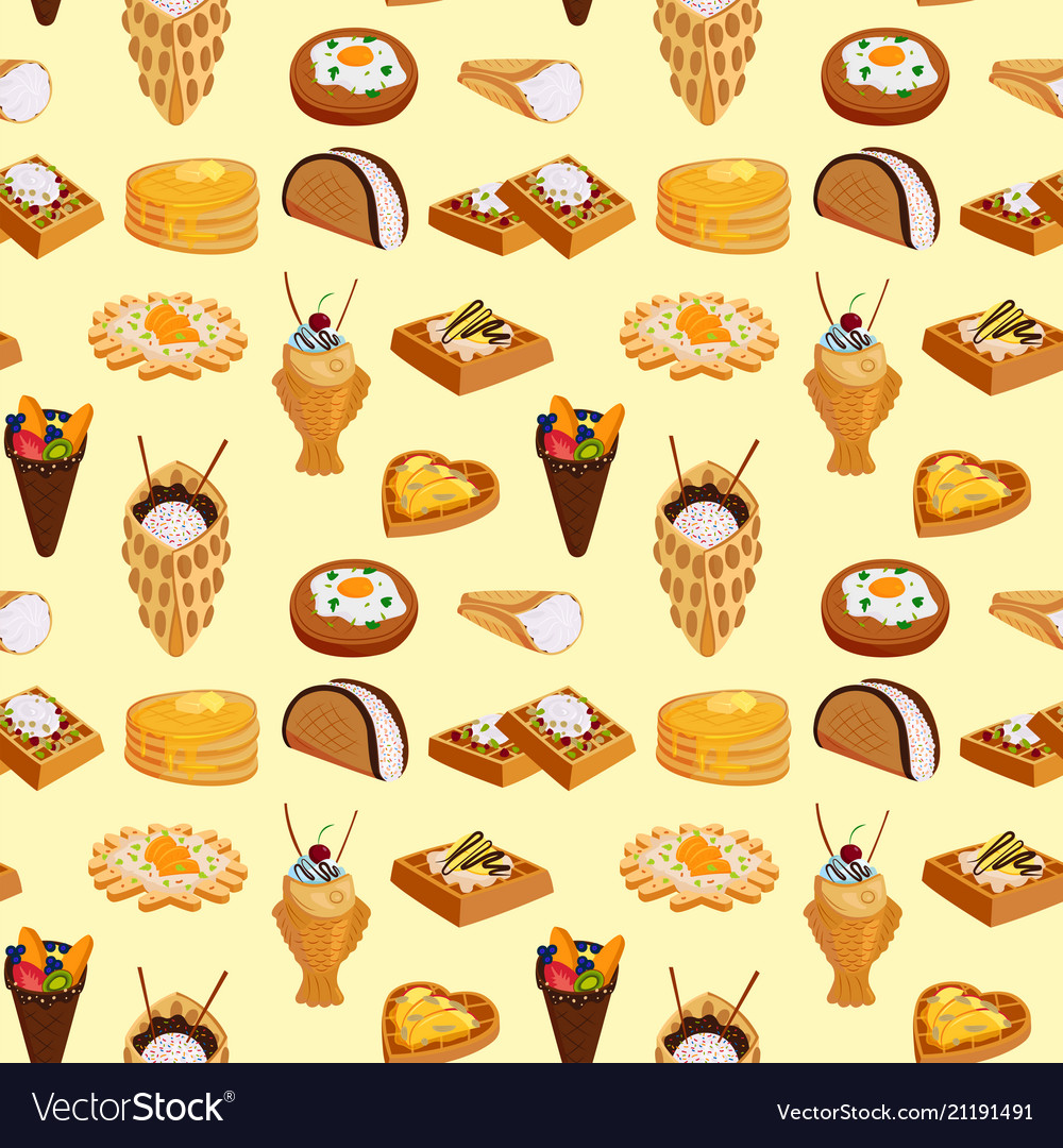 Wafer Cookies Seamless Pattern Background Waffle Vector Image