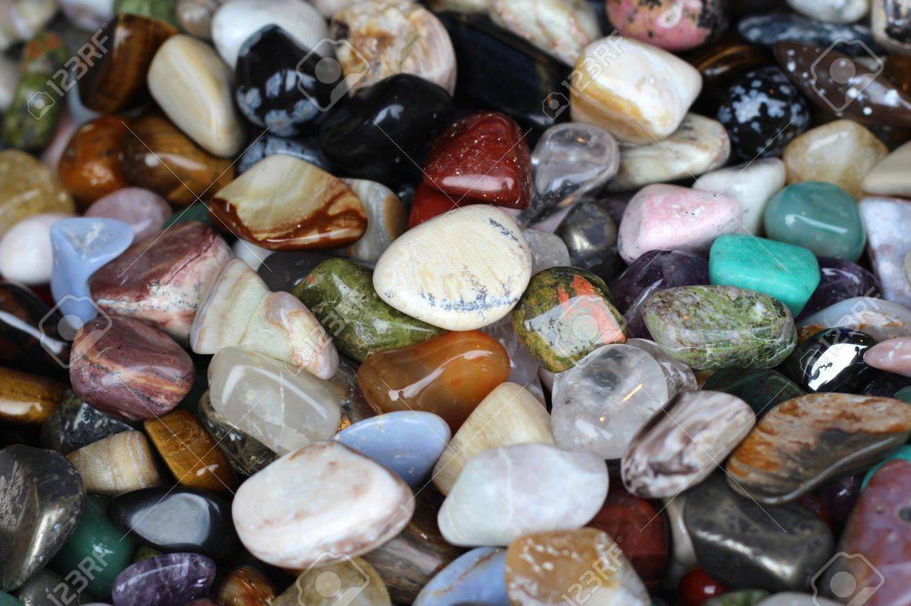 Colored Stones And Minerals Background Stock Photo Picture