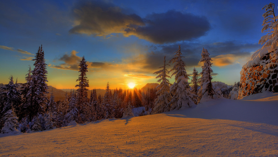 Winter Sunset HD Wallpaper For iPhone Touch