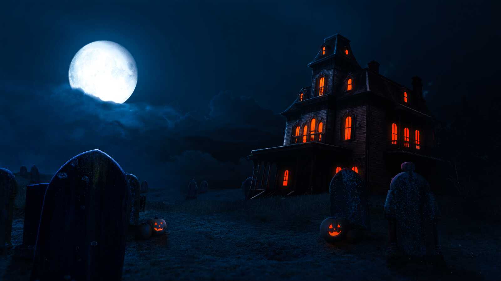 Desktop 4k Halloween Haunted House Wallpaper