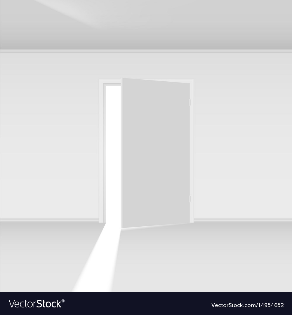 Exit Door With Light On Empty Background Vector Image