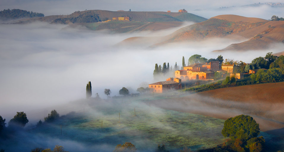 Crete Senesi Early Morning Fog In Italy