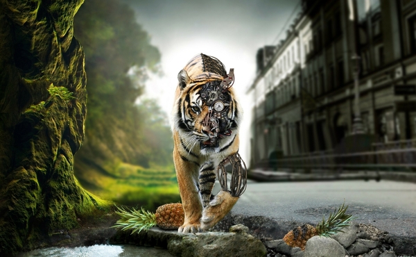 Robots Abstract Animals Tigers 3d Rendering Wallpaper