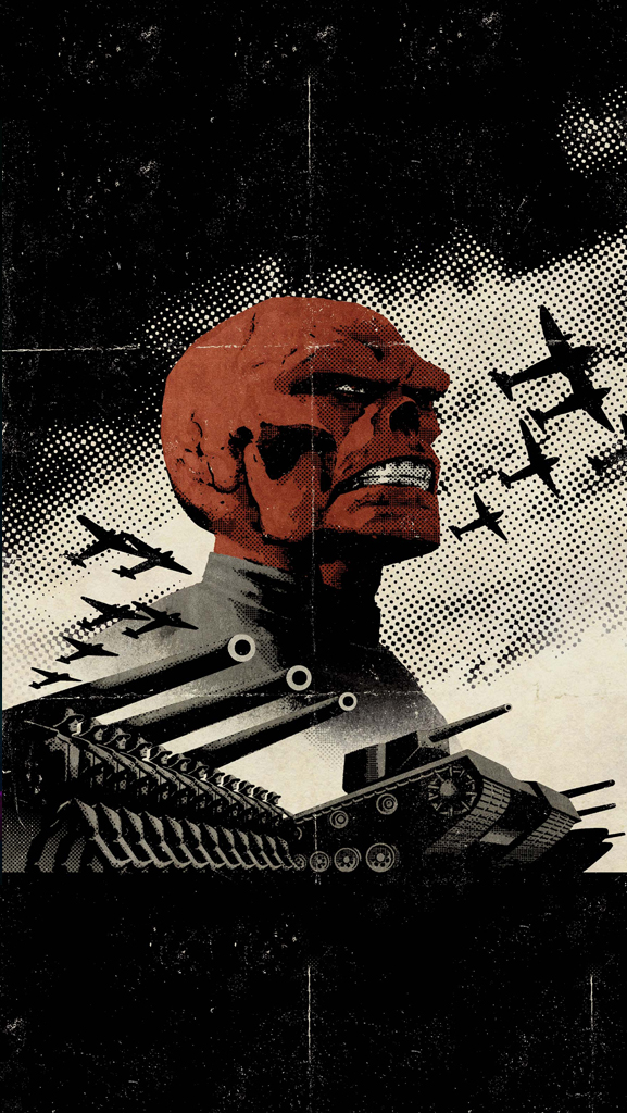 Red Skull And Tanks With Army iPhone Wallpaper