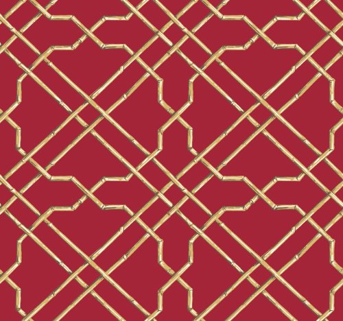 Features Of Wallpaper Designer Asian Bamboo Lattice Trellis On Red