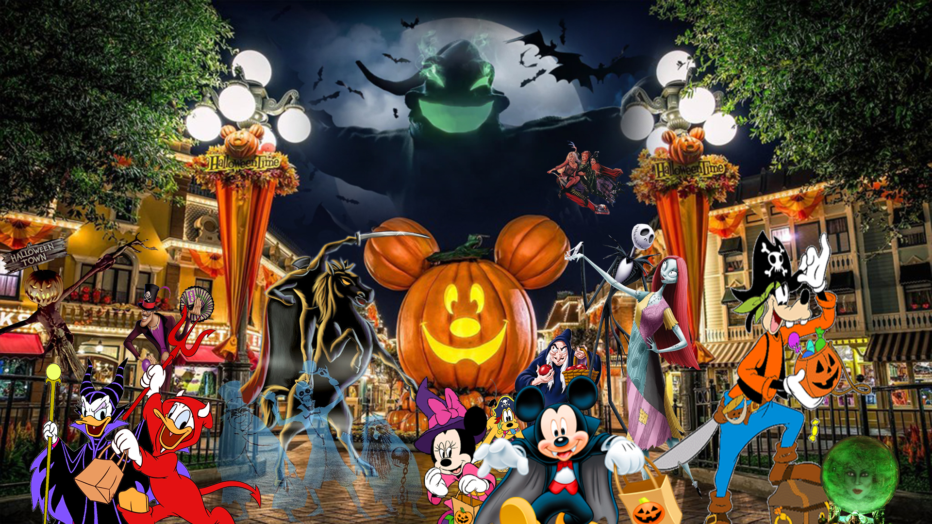 Disney Characters Celebrating Halloween