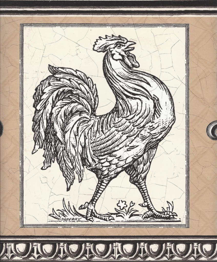 Details About Wallpaper Border Country French Roosters Black Tan