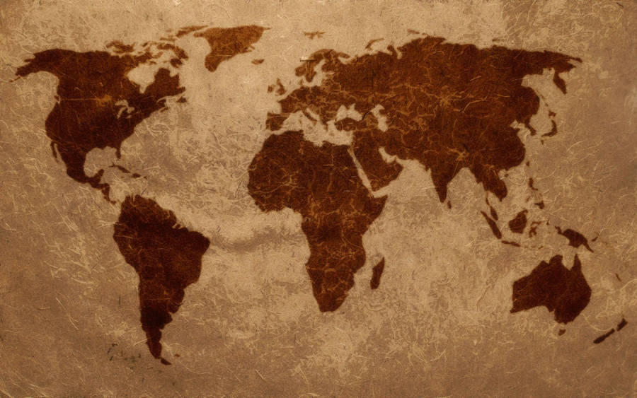 Minimalist Brown World Map Wallpaper