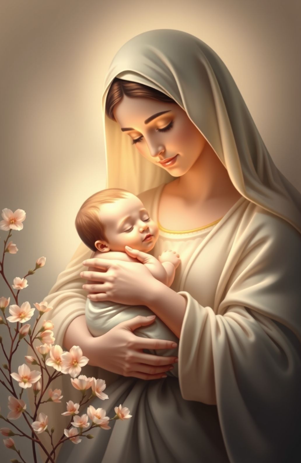 Mother Mary With Baby Jesus Wallpaper