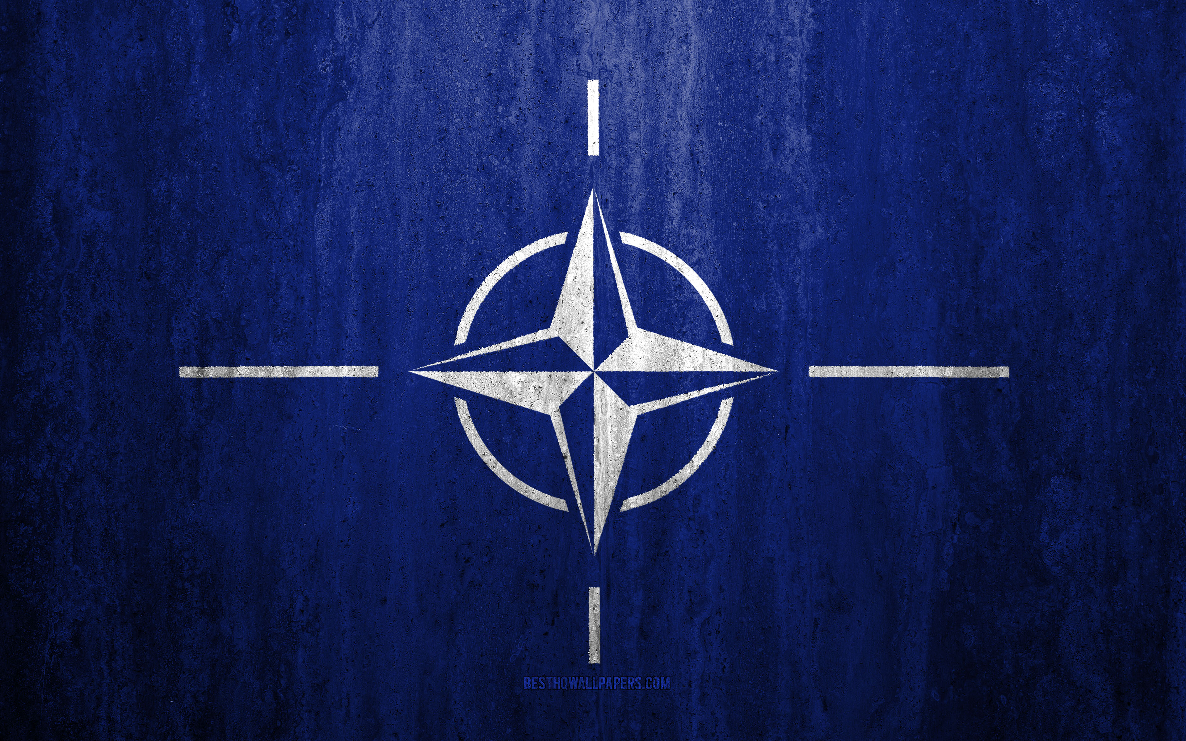 Wallpaper Flag Of Nato 4k Stone Background Grunge