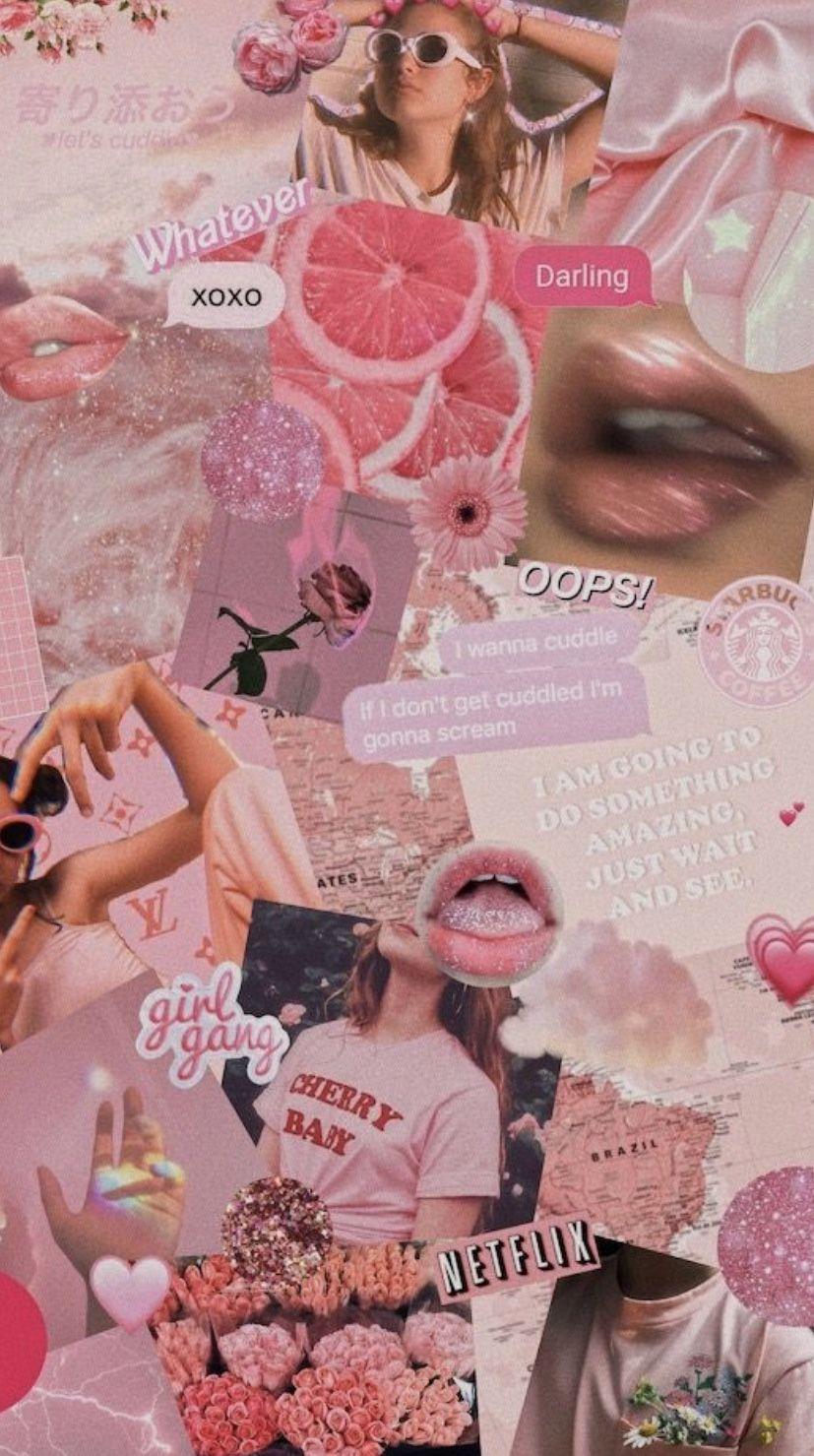 Aesthetic Mood Board Wallpaper Pink