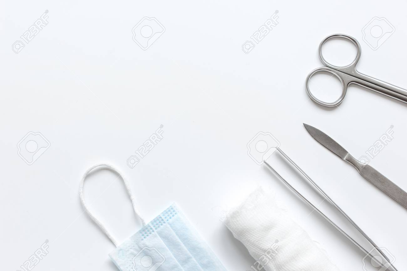 Instruments For Cosmetic Surgery On White Background Top