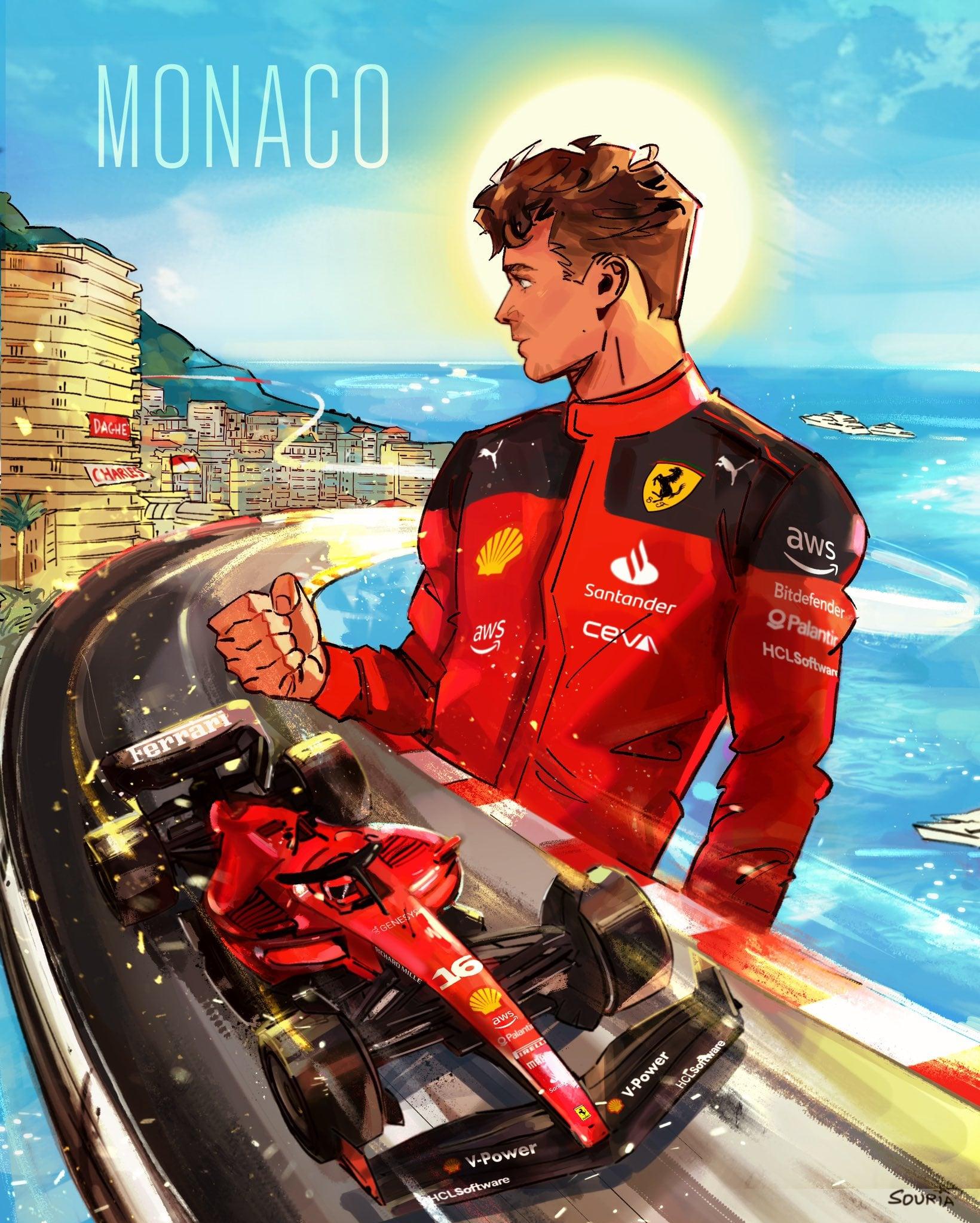 Scuderia Ferrari Monaco Grand Prix Poster By Souria Draws R