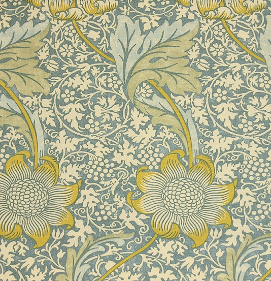 Fabric A Large Scale Floral In Gold With Smaller Background