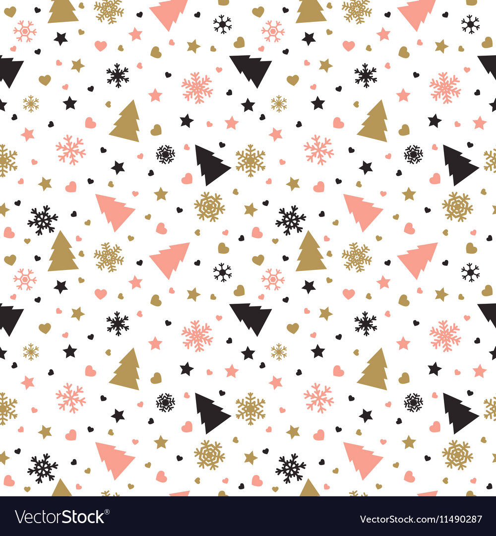 Cute background with Christmas tree snowflakes Vector Image