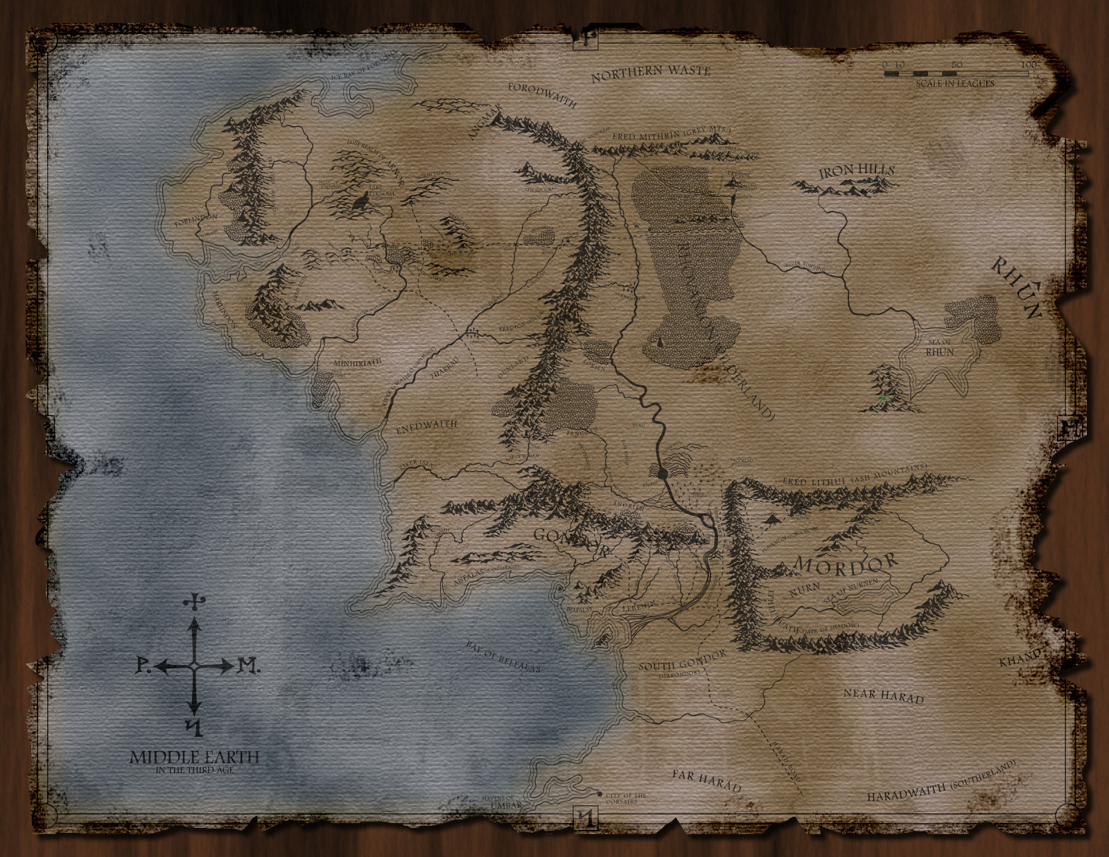Middle Earth Map by arathael 1600x1236