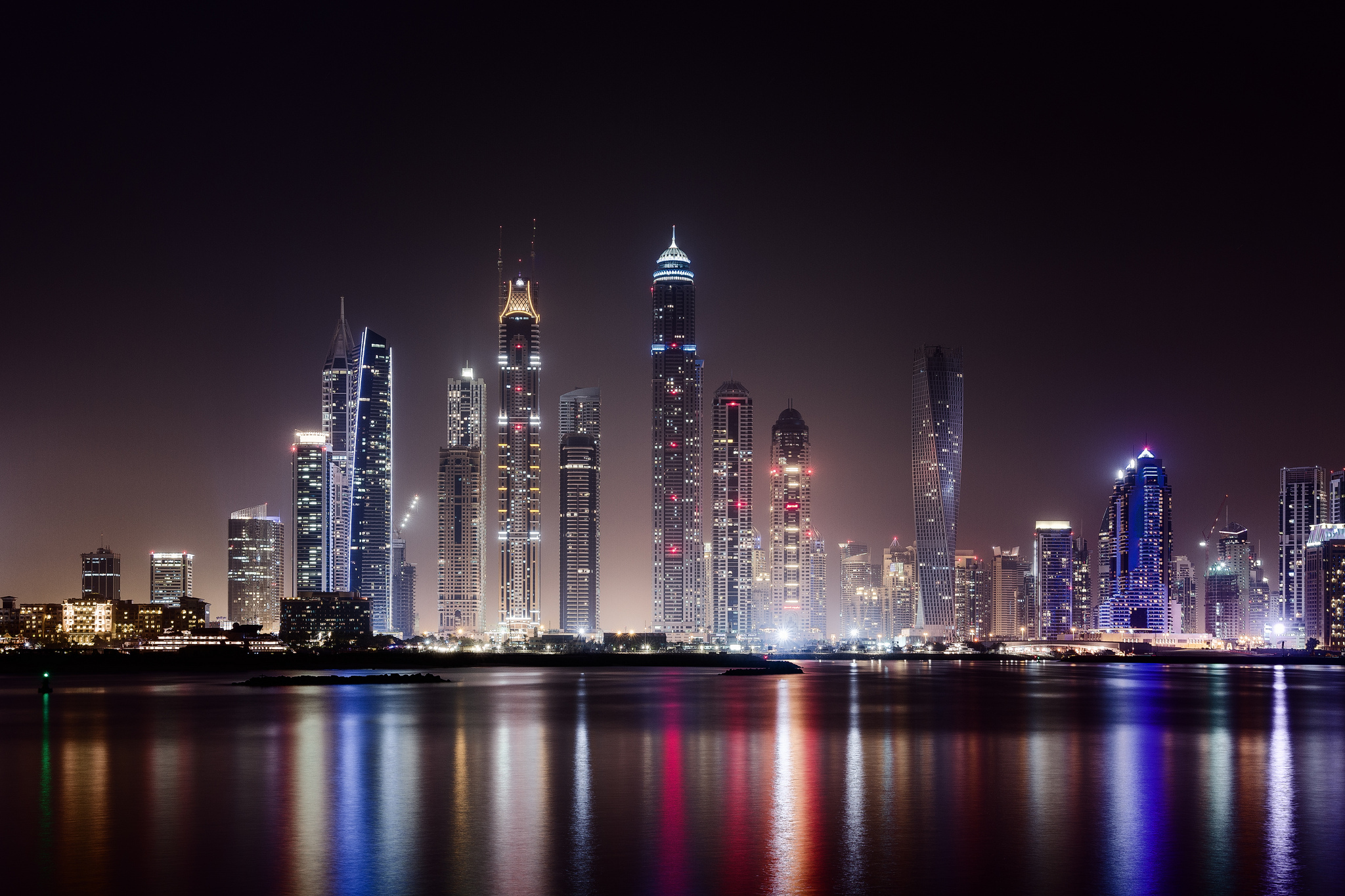 City Dubai Night Wallpaper Hd Skyscraper Lights Desktop