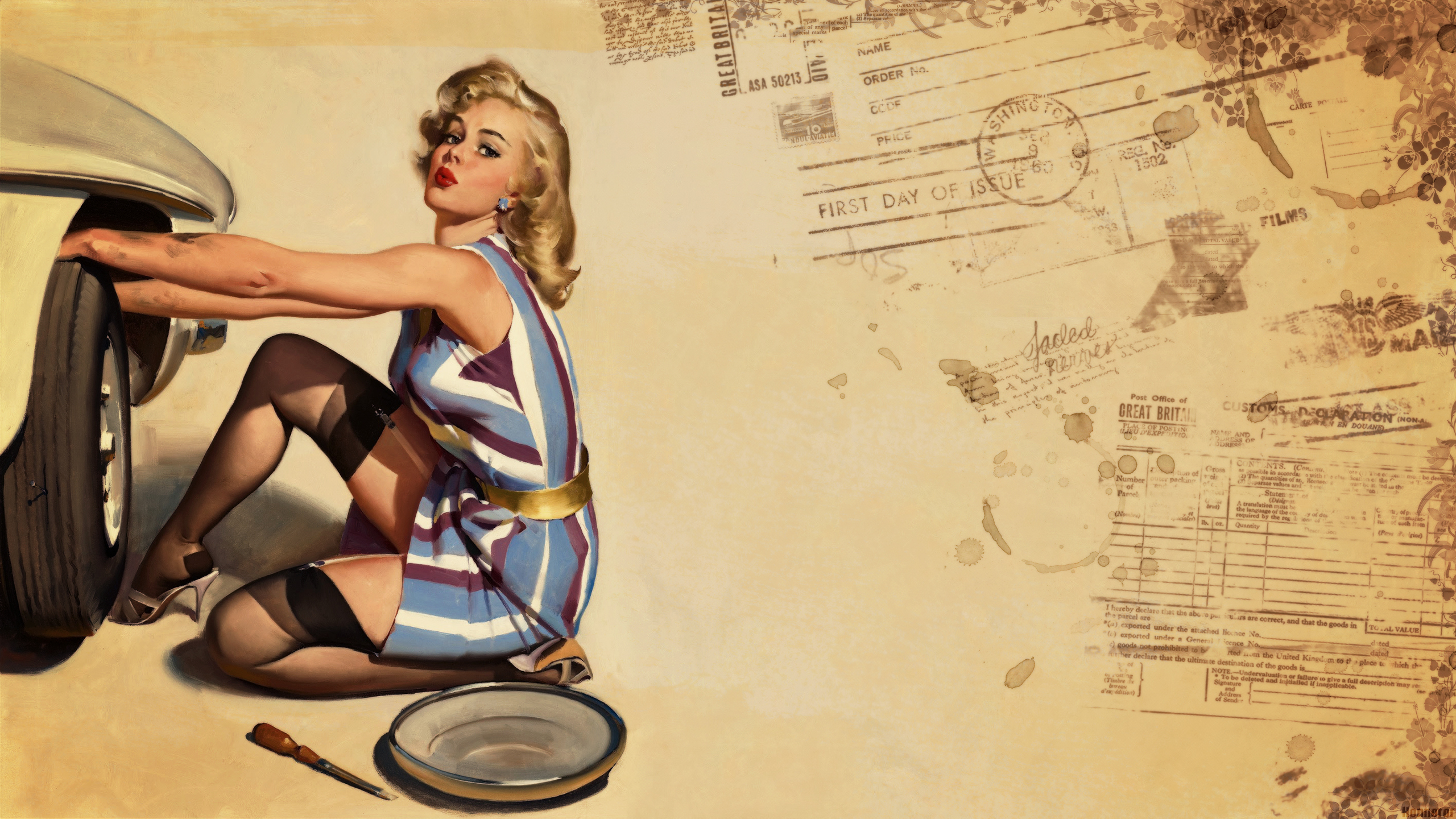 Pin up Wallpaper Style Retro Girls Honnoror Wallpapers 2560x1440