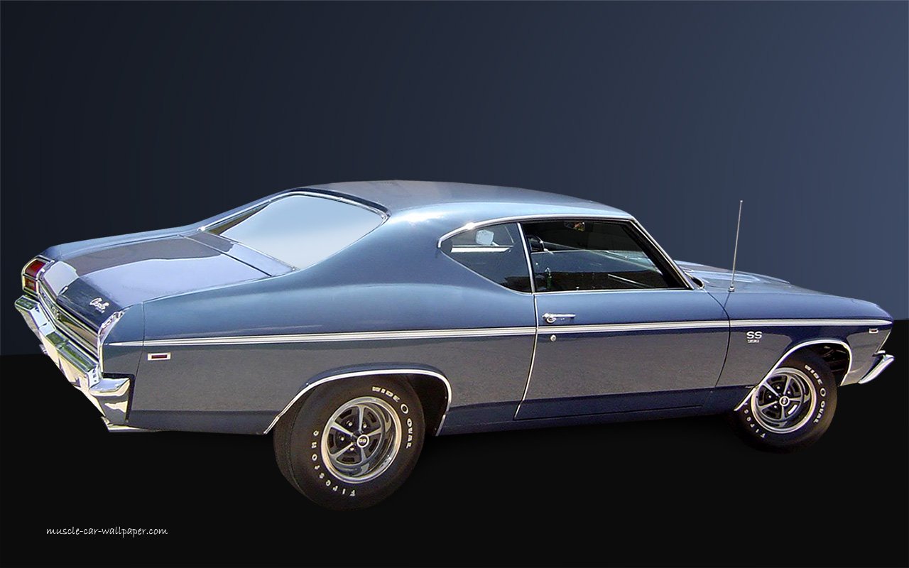 1969 Chevelle SS Wallpaper   Blue Coupe   Right Side View